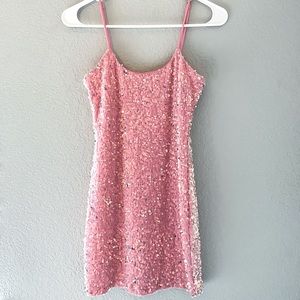Iridescent Sequin Bodycon Dress in Pink